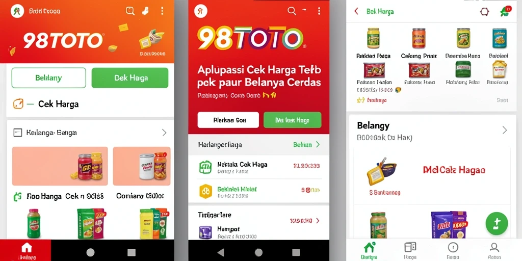 Antarmuka aplikasi 98TOTO yang menampilkan fitur cek harga secara lengkap.
