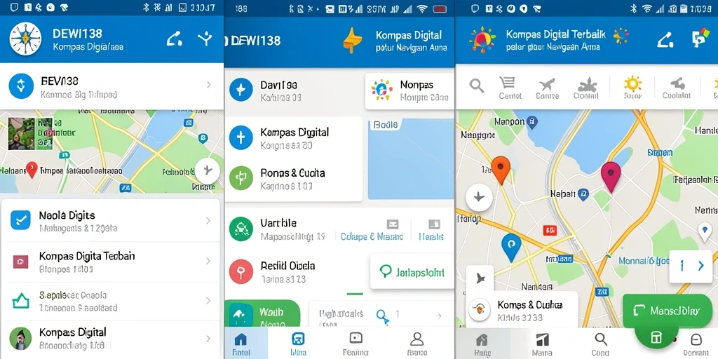 Tampilan antarmuka DEWI138 yang menampilkan kompas digital dan informasi cuaca.