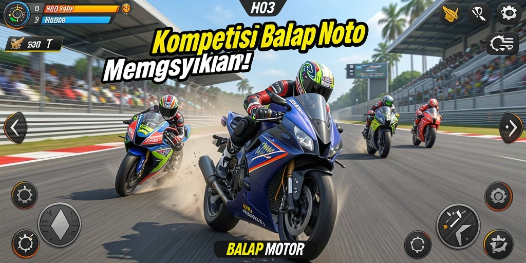 Tampilan antarmuka H03 yang memukau dalam balap motor.