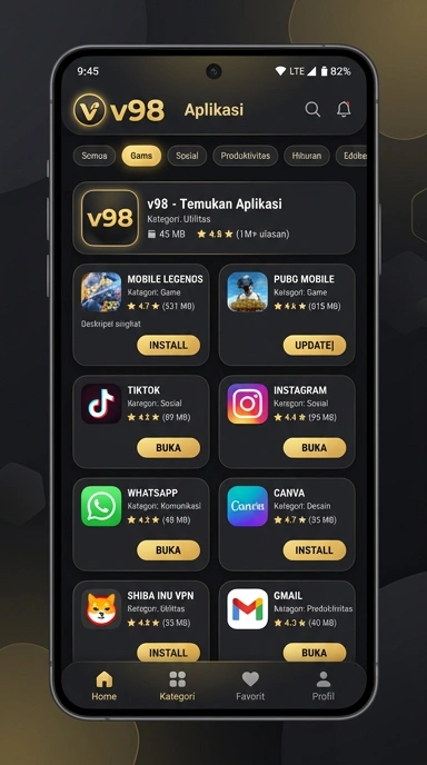 Tampilan katalog aplikasi v98