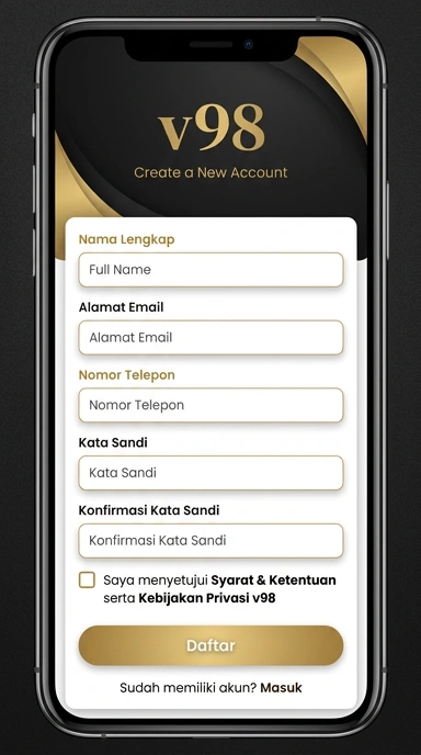 Tampilan halaman daftar v98